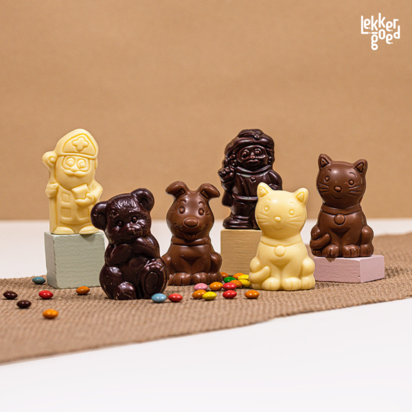 Mini chocolade holfiguren (per 4 stuks)